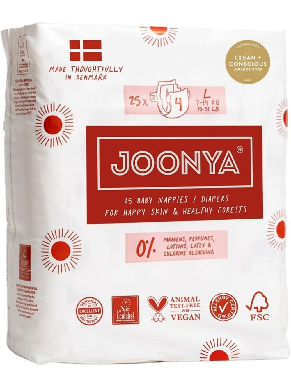 Eco-Friendly Baby Diapers Size 4 (15-31 lb) - 25 Count, Non-Toxic, High